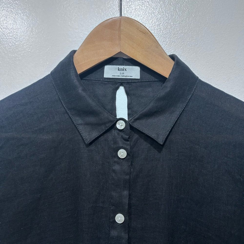 Knix Oversized 100% Linen Shirt Black Button Up Cover Up Women’s Size S - Picture 2 of 8